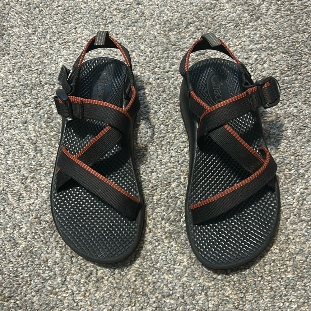 Chaco Big Kid's Z/1 EcoTread™ Sandals -Black with orange trim - Size 4Y